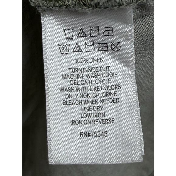 C & C California Women's 100% Linen Top Sz M Grayish Green Short Sleeve - Picture 9 of 11